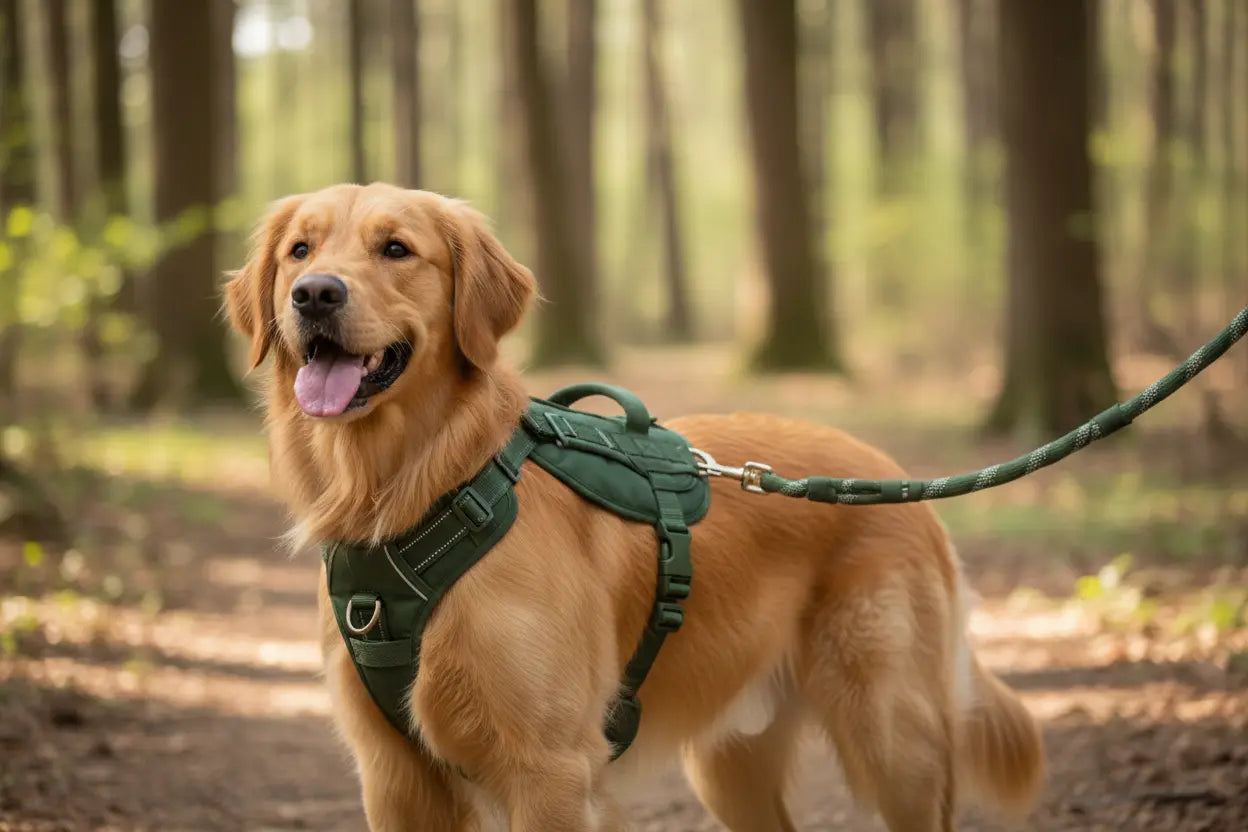 harnais + laisse avec chien 